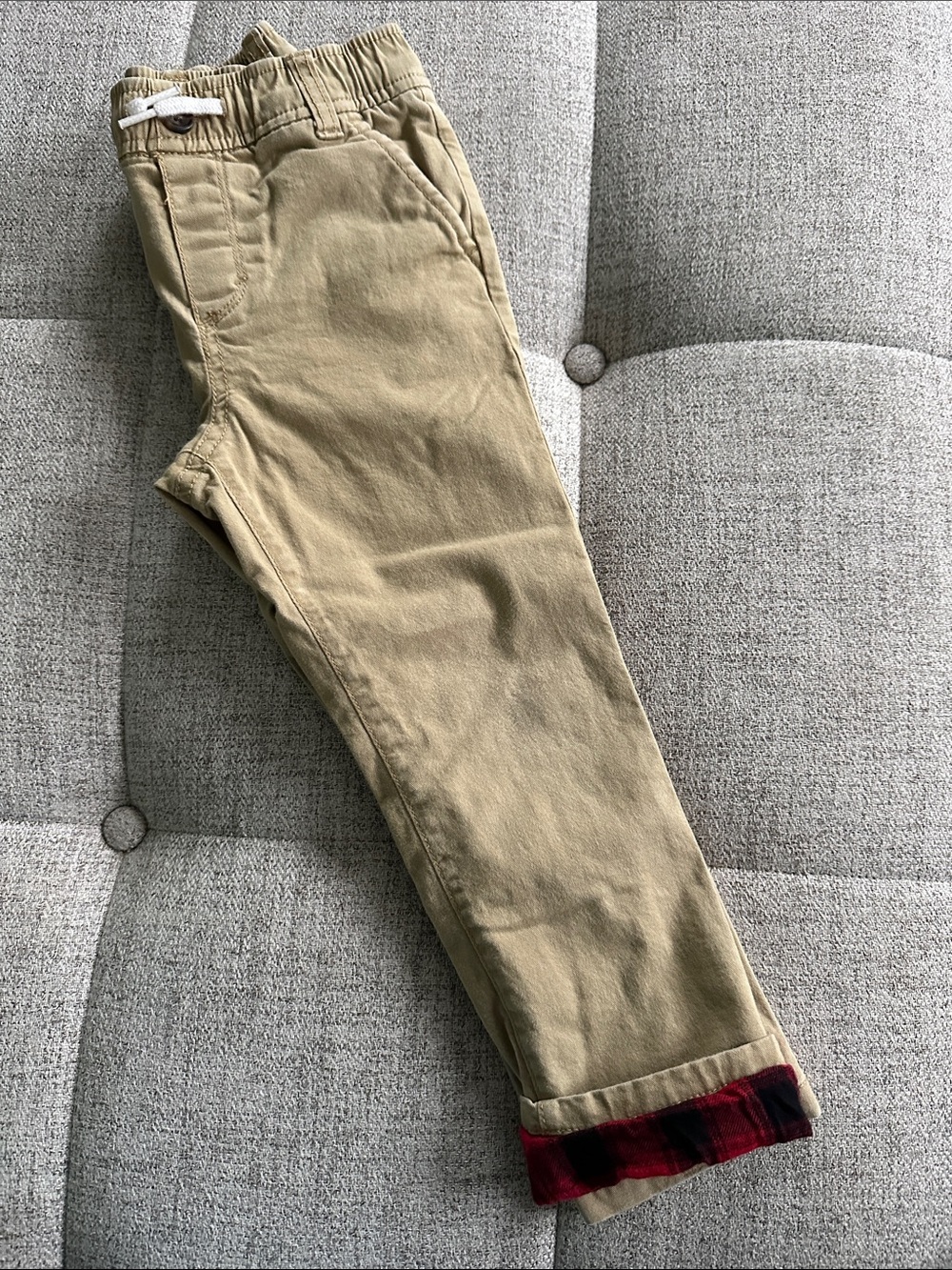 Old Navy Khaki Pants with Red Plaid Flannel lined - Kids Casual